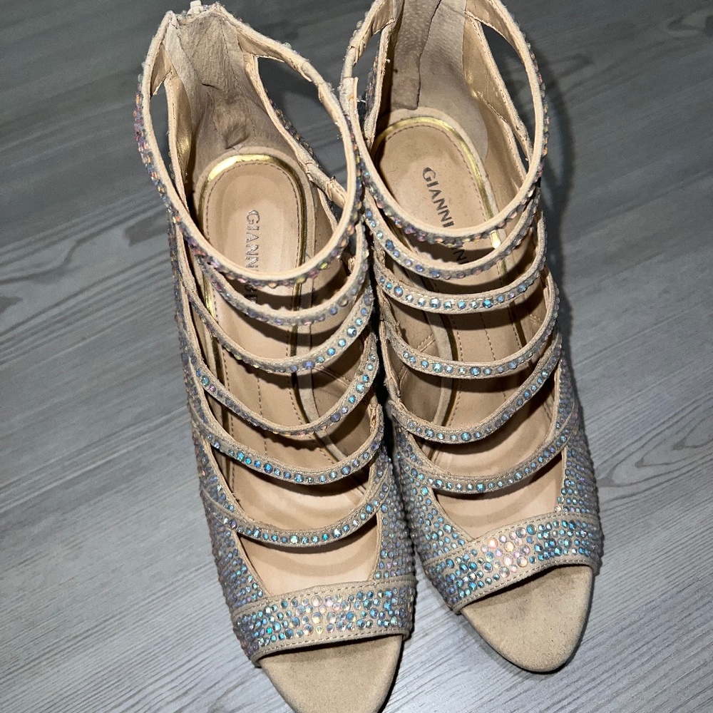 Gianni Binni Rhinestone Zip Up Heels